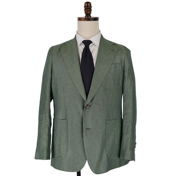 Indochino 100% Linen Unstructured Blazer Sport Coat Green Size 38S Slim - Picture 1 of 13